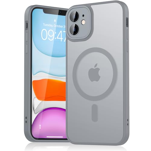Mugust Magnetisch Hülle für iPhone 11 Hülle, Matt Handyhülle Kompatibel mit MagSafe, Mattierte Durchscheinende Rückseite Schutzhülle Handyhülle für iPhone 11 (Grau) von Mugust