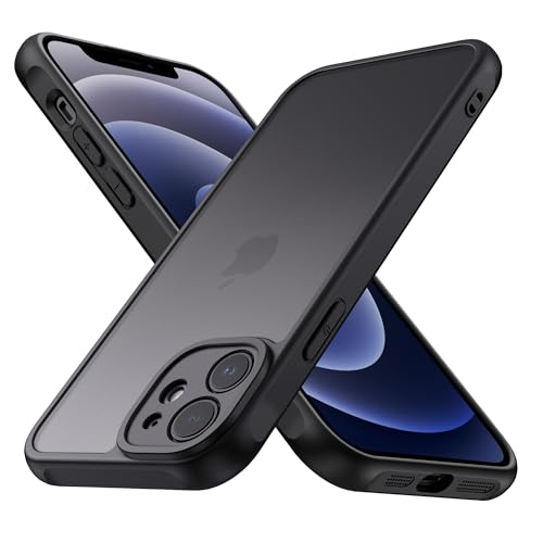 Mugust Matt Hülle für iPhone 12 Mini, Handyhülle Mattierte Durchscheinende Rückseite Schutzhülle für iPhone 12 Mini (Schwarz) von Mugust