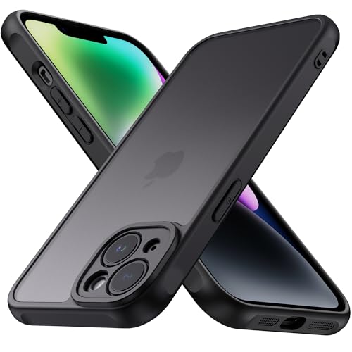 Mugust Matt Hülle für iPhone 14, Handyhülle Mattierte Durchscheinende Rückseite Schutzhülle für iPhone 14 (Schwarz) von Mugust