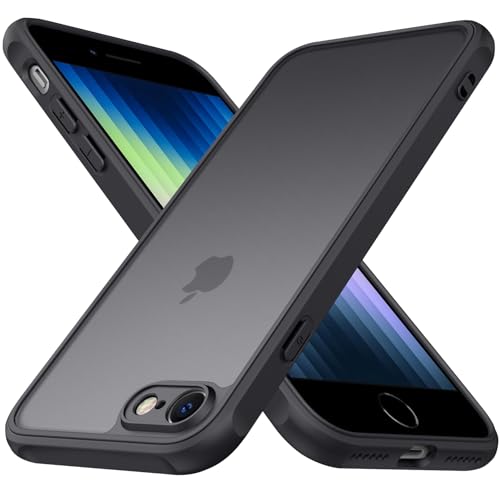 Mugust Matt Hülle für iPhone SE 3/2 (Modello 2022/2020), iPhone 8/7 Hülle, Handyhülle Mattierte Durchscheinende Rückseite Schutzhülle für iPhone 8/7/SE (Schwarz) von Mugust