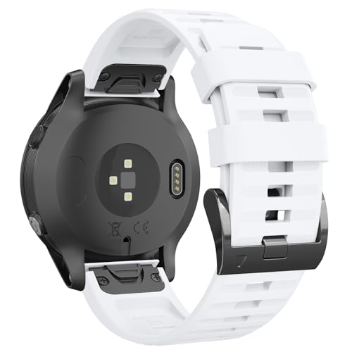 Mugust Quickfit 22mm für Garmin Fenix 5/5 Plus/6/6 Pro/7/7Pro Armband, Quickfit Armband 22mm für Garmin Epix 2, Instinct/Instinct 2 Solar, Forerunner 935/945/955/745, Approach S60/S62 (Weiß) von Mugust
