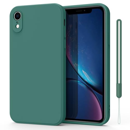 Mugust Schutzhülle für iPhone XR Hülle, Ultradünne Weiche Flüssigsilikon Hülle, Vollständige Schutzhülle für iPhone XR (Dunkelgrün) von Mugust