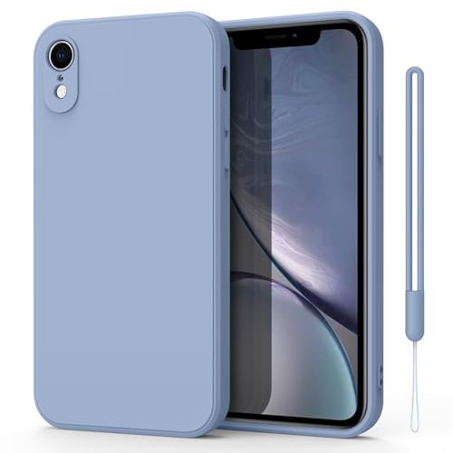 Mugust Schutzhülle für iPhone XR Hülle, Ultradünne Weiche Flüssigsilikon Hülle, Vollständige Schutzhülle für iPhone XR (Grau blau) von Mugust