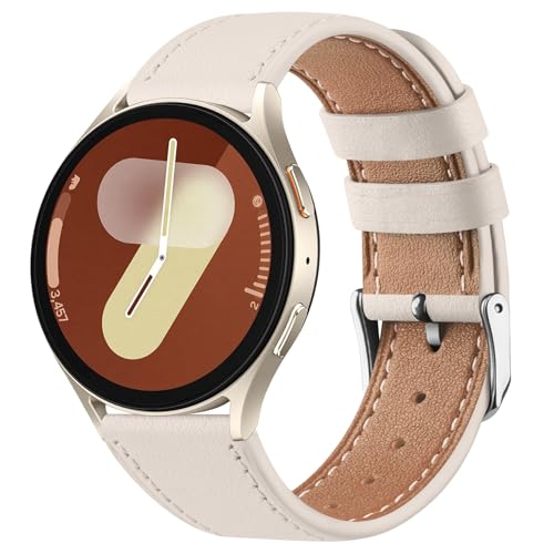 Mugust armband für Samsung Galaxy Watch 7/6/5/4 40mm 44mm/Watch 5 Pro/Watch 4 Classic/6 Classic/Watch FE 40mm/Watch 3 41mm/ Active 2 Lederarmband (Sternenlicht) von Mugust