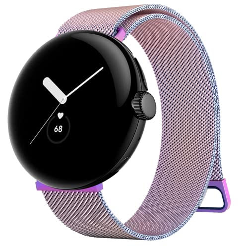 Mugust Magnetisches Edelstahl Armband für Google Pixel Watch 2/1 - Herren Damen Metall Ersatzband (Bunt) von Mugust