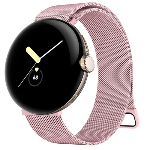 Mugust Magnetisches Edelstahl-Armband für Google Pixel Watch 2/1 - Herren und Damen Metall Ersatzband (Rosa) von Mugust