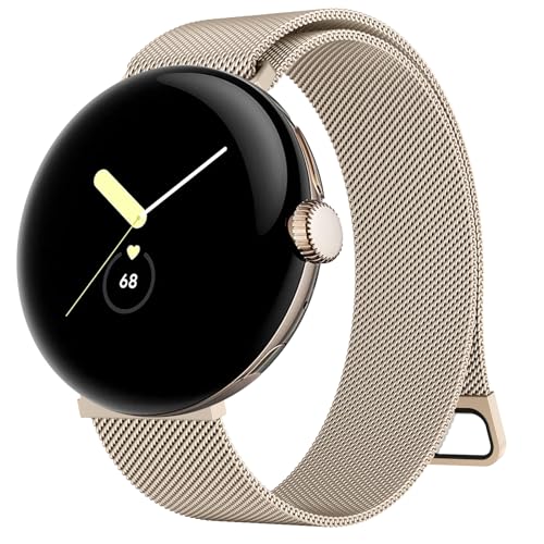 Mugust Magnetisches Edelstahl Armband für Google Pixel Watch 2/1 - Herren Damen Metall Ersatzband (Vintage Gold) von Mugust