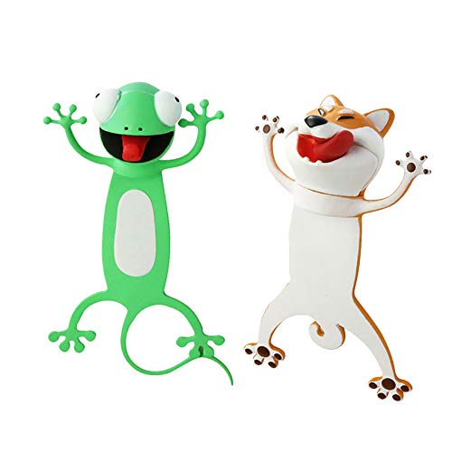 2PCS 3D Karikatur Tier Lesezeichen Set für Kinder Neuheit Lustige Süße Lesezeichen Gequetscht Tier Lesen Lesezeichen Schreibwaren Geschenke Party Gunst für Kinder Student von Muium(TM)
