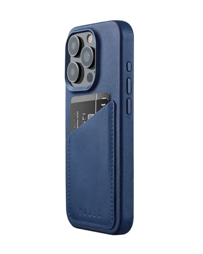 Mujjo Lederhülle Wallet iPhone 15 Pro blau von Mujjo