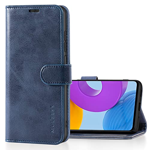 Mulbess Handy-Hülle für Samsung Galaxy M52 5G Schutzhülle, Magnet Handyhülle Leder, Flip Wallet Cover, Kartensteckplatz, Vintage Dunkel Blau von Mulbess