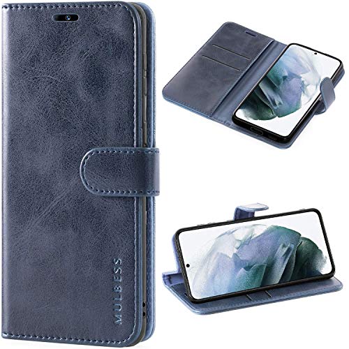 Mulbess Handy-Hülle für Samsung Galaxy S21 Plus 5G Schutzhülle, Magnet Handyhülle Leder, Flip Wallet Cover, Kartensteckplatz, Vintage Dunkel Blau von Mulbess