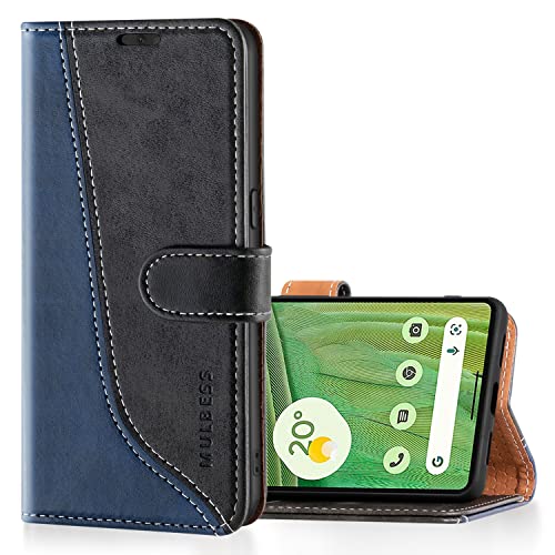 Mulbess Handyhülle für Google Pixel 7 Hülle Leder, Magnet Klapphülle, Lederhülle mit Kartenfach, Flip Case Etui Handytasche Schutzhülle, Stilvoll Schwarz von Mulbess