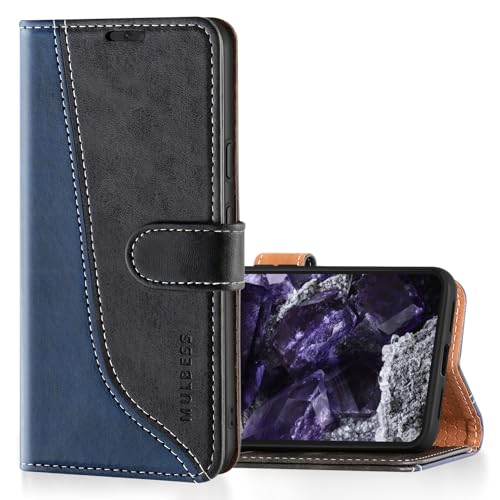 Mulbess für Google Pixel 8 Hülle, Handyülle Leder mit Kartenfach, Klapphülle mit Magnetverschluss, Flip Case Etui Handytasche Schutzhülle, Stilvoll Schwarz von Mulbess