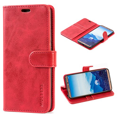 Mulbess Handyhülle für Huawei Mate 10 Pro Hülle, Leder Flip Case Schutzhülle für Huawei Mate 10 Pro Tasche, Wein Rot von Mulbess