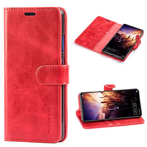 Mulbess Handyhülle für Huawei P30 Pro Hülle Leder, Huawei P30 Pro Handy Hülle, Vintage Flip Handytasche Schutzhülle für Huawei P30 Pro Case, Wein Rot von Mulbess