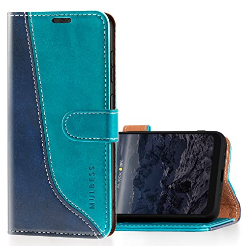 Mulbess Handyhülle für Nokia G21 / G11 Hülle Leder, Magnet Klapphülle, Lederhülle mit Kartenfach, Flip Case Etui Handytasche Schutzhülle, Stilvoll Mint Blau von Mulbess