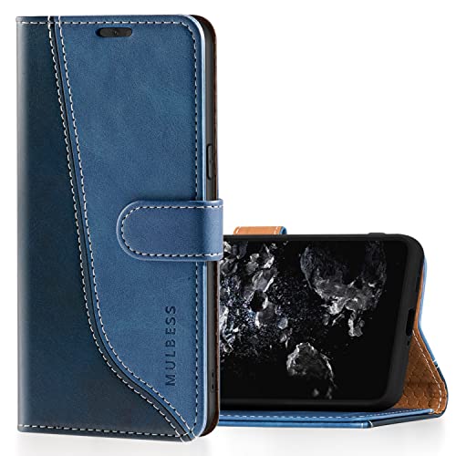 Mulbess Handyhülle für OnePlus 10T 5G Hülle Leder, Magnet Klapphülle, Lederhülle mit Kartenfach, Flip Case Etui Handytasche Schutzhülle, Stilvoll Diamant Blau von Mulbess