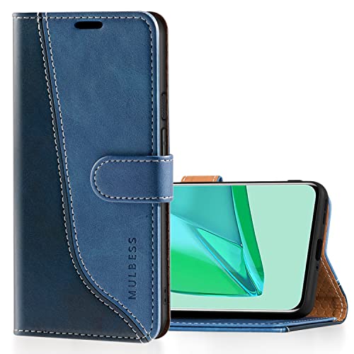 Mulbess Handyhülle für OnePlus 9 Pro 5G Hülle Leder, Magnet Klapphülle, Lederhülle mit Kartenfach, Flip Case Etui Handytasche Schutzhülle, Stilvoll Diamant Blau von Mulbess