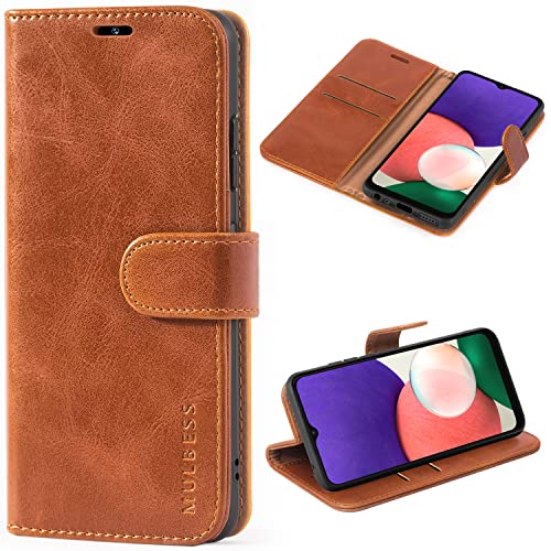 Mulbess Handyhülle für Samsung Galaxy A22 5G Hülle Leder, Samsung Galaxy A22 5G Handy Hüllen, Vintage Flip Handytasche Schutzhülle für Samsung Galaxy A22 5G Case, Braun von Mulbess