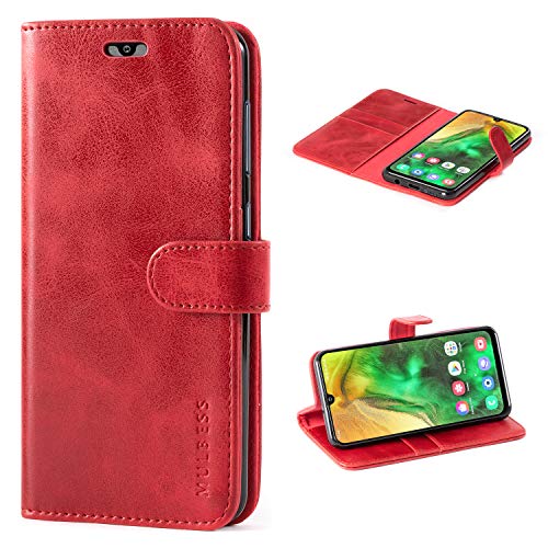 Mulbess Handyhülle für Samsung Galaxy A50 Hülle, Leder Flip Case Schutzhülle für Samsung Galaxy A50 / A30s / A50s Tasche, Wein Rot von Mulbess