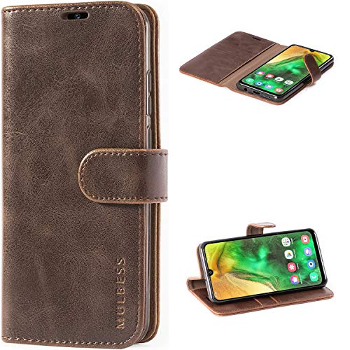 Mulbess Handyhülle für Samsung Galaxy A50 Hülle Leder, Samsung Galaxy A50 Handy Hüllen, Vintage Flip Handytasche Schutzhülle für Samsung Galaxy A50 / A50s / A30s Case, Kaffee Braun von Mulbess