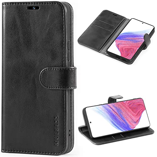 Mulbess Handyhülle für Samsung Galaxy A53 5G Hülle - Leder Tasche mit Kartenfach - Klapphülle Schutzhülle - Schwarz von Mulbess