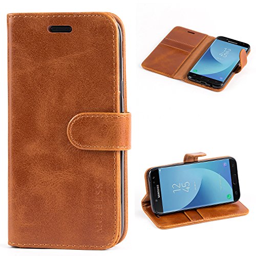 Mulbess Handyhülle für Samsung Galaxy J5 2017 Hülle Leder, Samsung Galaxy J5 2017 Handy Hüllen, Vintage Flip Handytasche Schutzhülle für Samsung Galaxy J5 2017 / J5 Duos 2017 Case, Braun von Mulbess