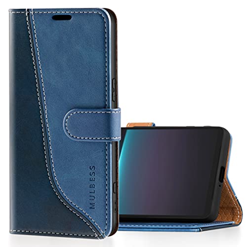 Mulbess Handyhülle für Sony Xperia 1 IV 5G Hülle Leder, Magnet Klapphülle, Lederhülle mit Kartenfach, Flip Case Etui Handytasche Schutzhülle, Stilvoll Diamant Blau von Mulbess