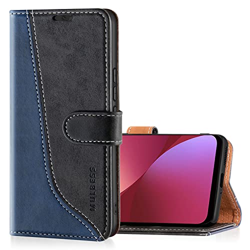 Mulbess Handyhülle für Xiaomi 12 Pro 5G Leder Hülle, Ledertasche mit Bookstyle, TPU Stoßfeste, Magnetverschluss, Aufstellfunktion, Stilvoll Schwarz von Mulbess