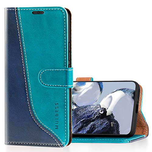 Mulbess Handyhülle für Xiaomi 12T / 12T Pro 5G Hülle Leder, Magnet Klapphülle, Lederhülle mit Kartenfach, Flip Case Etui Handytasche Schutzhülle, Stilvoll Mint Blau von Mulbess