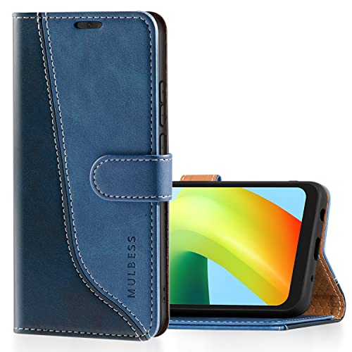 Mulbess Handyhülle für Xiaomi Redmi A1 Hülle Leder, Magnet Klapphülle, Lederhülle mit Kartenfach, Flip Case Etui Handytasche Schutzhülle, Stilvoll Diamant Blau von Mulbess