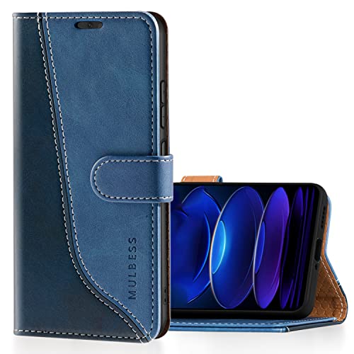 Mulbess Handyhülle für Xiaomi Redmi Note 12 Pro 5G Hülle Leder, Magnet Klapphülle, Lederhülle mit Kartenfach, Flip Case Etui Handytasche Schutzhülle, Stilvoll Diamant Blau von Mulbess