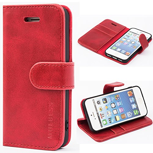 Mulbess Handyhülle für iPhone 5s Hülle Leder, iPhone 5s Handy Hüllen, Vintage Flip Handytasche Schutzhülle für iPhone SE 2016 / 5s / 5 Case, Wein Rot Mulbess Handyhülle für iPhone 5s Hülle Leder, iPhone 5s Handy Hüllen, Vintage Flip Handytasche Schutzhülle für iPhone SE 2016 / 5s / 5 Case, Wein Rot von Mulbess