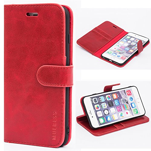 Mulbess Handyhülle für iPhone 6S Plus/iPhone 6 Plus Hülle - Leder Tasche mit Kartenfach - Klapphülle Schutzhülle - Wein Rot von Mulbess