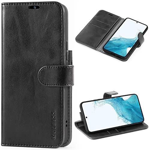 Mulbess Hülle für Samsung Galaxy S22 5G Handyhülle, Flipcase mit Stand Funktion, TPU Stoßfeste, Etui Karten Schutzhülle, Vintage Schwarz Mulbess Hülle für Samsung Galaxy S22 5G Handyhülle, Flipcase mit Stand Funktion, TPU Stoßfeste, Etui Karten Schutzhülle, Vintage Schwarz von Mulbess