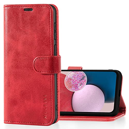 Mulbess Klapphülle für Samsung Galaxy A13 4G / 5G / A04S Hülle Klappbar, Handy-Hülle mit Magnetverschluss Schutz Case, Kartenhalterung, Vintage Wein Rot von Mulbess