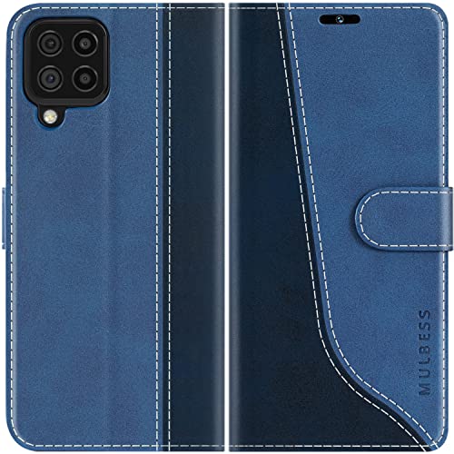 Mulbess Magnet Handyhülle für Samsung Galaxy A22 4G / M32 4G Klapphülle, Hülle Tasche mit Magnetisch, Standfunktion, Kartenfächer Schutzhülle, Stilvoll Diamant Blau von Mulbess