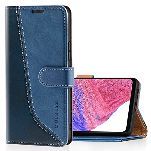Mulbess Magnet Handyhülle für Samsung Galaxy A53 5G Klapphülle, Hülle Tasche mit Magnetisch, Standfunktion, Kartenfächer Schutzhülle, Stilvoll Diamant Blau von Mulbess