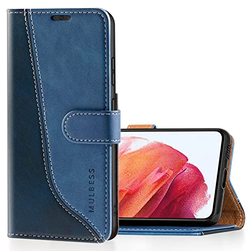 Mulbess Magnet Handyhülle für Samsung Galaxy S21 5G Klapphülle, Hülle Tasche mit Magnetisch, Standfunktion, Kartenfächer Schutzhülle, Stilvoll Diamant Blau von Mulbess
