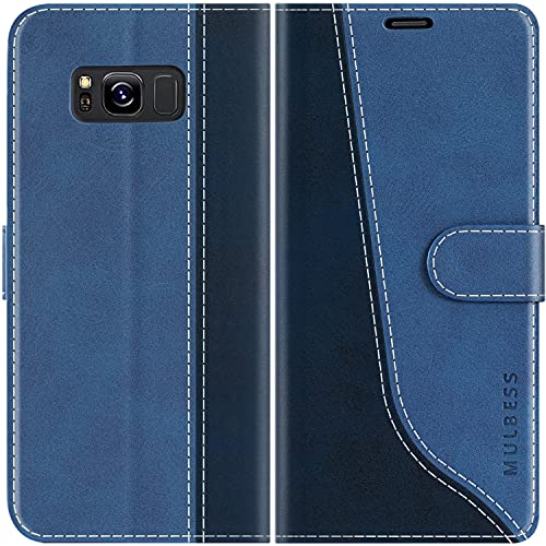Mulbess Magnet Handyhülle für Samsung Galaxy S8 Klapphülle, Hülle Tasche mit Magnetisch, Standfunktion, Kartenfächer Schutzhülle, Stilvoll Diamant Blau von Mulbess