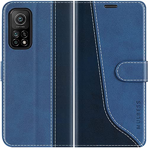 Mulbess Magnet Handyhülle für Xiaomi Mi 10T / Mi 10T Pro Klapphülle, Hülle Tasche mit Magnetisch, Standfunktion, Kartenfächer Schutzhülle, Stilvoll Diamant Blau von Mulbess