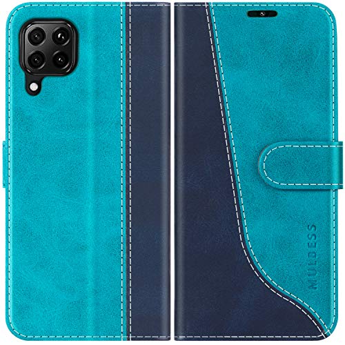 Mulbess Schutzhülle für Huawei P40 Lite 4G Hülle, PU Leder Handytasche mit Kartenfächern, Flip Smart Cover, Magnetische Handyhülle, Stilvoll Mint Blau von Mulbess