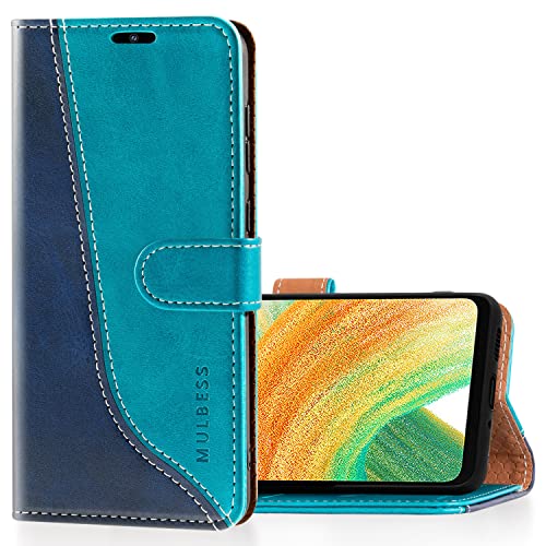Mulbess Schutzhülle für Samsung Galaxy A33 5G Hülle, PU Leder Handytasche mit Kartenfächern, Flip Smart Cover, Magnetische Handyhülle, Stilvoll Mint Blau von Mulbess