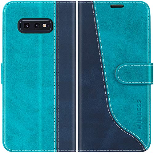 Mulbess Schutzhülle für Samsung Galaxy S10E Hülle, PU Leder Handytasche mit Kartenfächern, Flip Smart Cover, Magnetische Handyhülle, Stilvoll Mint Blau von Mulbess