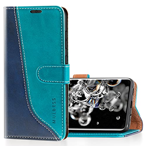 Mulbess Schutzhülle für Samsung Galaxy S20 Ultra 4G / 5G Hülle, PU Leder Handytasche mit Kartenfächern, Flip Smart Cover, Magnetische Handyhülle, Stilvoll Mint Blau von Mulbess