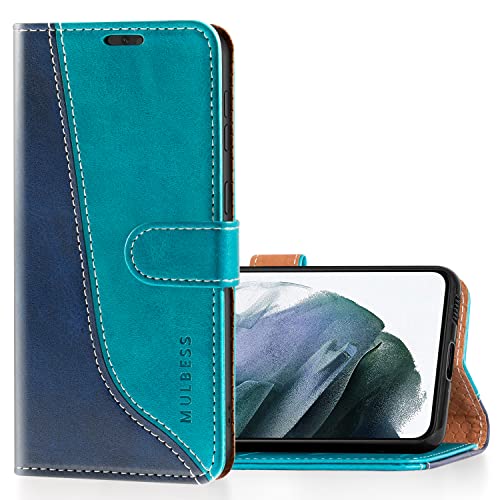 Mulbess Schutzhülle für Samsung Galaxy S21 Plus 5G Hülle, PU Leder Handytasche mit Kartenfächern, Flip Smart Cover, Magnetische Handyhülle, Stilvoll Mint Blau von Mulbess