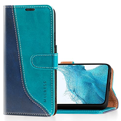 Mulbess Schutzhülle für Samsung Galaxy S22 5G Hülle, PU Leder Handytasche mit Kartenfächern, Flip Smart Cover, Magnetische Handyhülle, Stilvoll Mint Blau von Mulbess