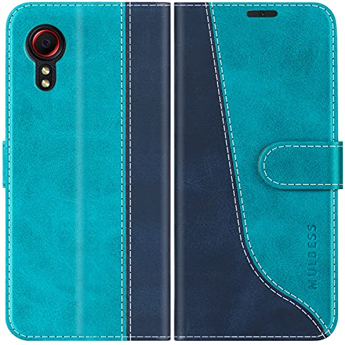 Mulbess Schutzhülle für Samsung Galaxy XCover 5 Hülle, PU Leder Handytasche mit Kartenfächern, Flip Smart Cover, Magnetische Handyhülle, Stilvoll Mint Blau von Mulbess