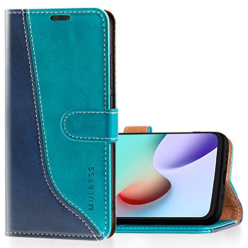 Mulbess Schutzhülle für Xiaomi Redmi 10 5G Hülle, PU Leder Handytasche mit Kartenfächern, Flip Smart Cover, Magnetische Handyhülle, Stilvoll Mint Blau von Mulbess