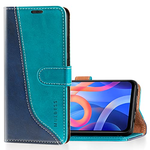 Mulbess Schutzhülle für Xiaomi Redmi Note 11T 5G / Poco M4 Pro 5G Hülle, PU Leder Handytasche mit Kartenfächern, Flip Smart Cover, Magnetische Handyhülle, Stilvoll Mint Blau von Mulbess